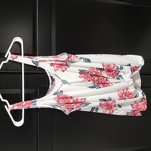 3 for $30. Eclipse White Floral Tank Top with Pink Roses
